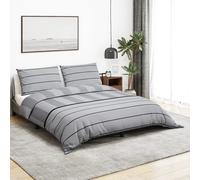 Duvet Cover Set Light Grey 140x200 cm 100% Cotton Hidden Buttons Pillowcase Soft
