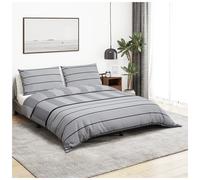 Duvet Cover Set Light Grey 200x220 cm 100% Cotton Hidden Button Pillowcase Soft