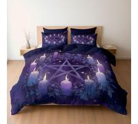 Duvet Cover Set Magic Pentagram Candle Witch Tarot Design, Reversible King Bedding 3 Pcs Ultra Soft Hypoallergenic Luxury, Quilt Cover with Zipper Closure, Deep Navy