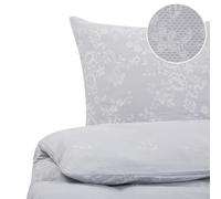 Beliani Duvet Cover Set Floral Pattern Morningside 135X200 Cm Sateen Cotton Grey