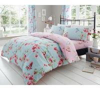 GC GAVENO CAVAILIA Luxury BIRDIE BLOSSOM Bed Set with Duvet Cover and Pillow Case, Polyester-Cotton, Blue, Double