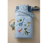 Duvet Cover Set + Pillowcase for Children, with Recycled Cotton, DINO FRIENDS crystal blue