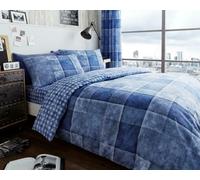 GC GAVENO CAVAILIA Polycotton Checked Duvet Cover Double (200cm x 200cm) - Quilt Bedding Set Double Bed with 2 Pillow Cases - Blue