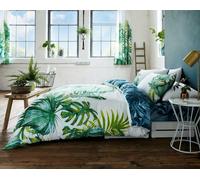 GC GAVENO CAVAILIA Poly-Cotton Palm Leaves Duvet Cover Double, Printed Reversible Bedding Set, Easy Care Quilt Cover With Pillowcases, Multicolor