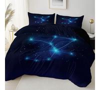 Duvet Cover Set Simple Artistic Constellations Printed Bedroom Decor, Soft Microfibre Super King Size Duvet Cover Breathable, Dark Reversible Bedding Set with Zip for Kids Boys Teens