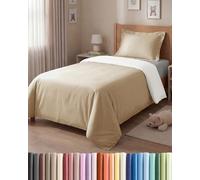 Duvet Cover Set Single 135x200 - Microfibre 2 Piece - Cream / Antique White