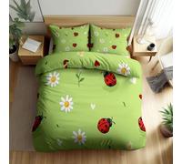 Duvet Cover Set Single 135x200cm Daisy Insect Polyester Cotton Quilt Cover Soft Cosy Breathable Bedding Sets with Zipper Closure and 2 Pillowcases