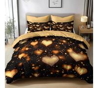 Duvet Cover Set Single 135x200cm Glowing Heart Polyester-Cotton Bedding Sets 3 Pcs With Zipper Closure Ultra Soft Anti Allergic Non Iron with Zipper Closure