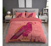 Duvet Cover Set Single 140 x 200 cm Red, Vector Eagle Geometry Microfibre Bedding Set, Soft Breathable Quilt Cover, Zipper Fastening, Pillowcases Included, Bedroom Decor
