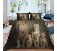 Duvet Cover Set single 3D Lion Quilt Cover Soft Microfiber Comforter Cover With Zipper Closure Bedroom and 2 Pillowcase Kawaii Animals Bedding Set for Kids Teens and Adults