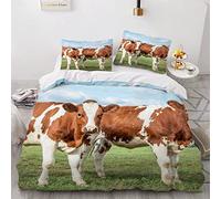 Duvet Cover set single Cows 3d Printed Quilt Cover with Zipper Closure and Pillowcase Country Prairie Ranch Comforter Cover 3 Pieces Soft Microfiber Bedding Set for Kids