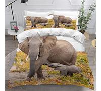 Duvet Cover set Single Elephant 3D Printed with Zipper Closure Ultra Soft Bedding Set Leaf Microfiber Comforter Hypoallergenic 3 Pieces 1 Quilt Cover with 2 Pillowcases Kids Teens
