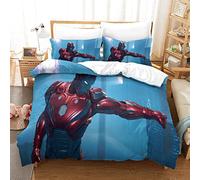 Duvet Cover Set Single Iron Man Printed Duvet Covers Bedding Set for in Kids Teens Adults Soft Hypoallergenic Quilt Cover with Pillowcase with Zipeer Closure