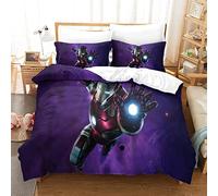 Duvet Cover Set Single Iron Man Printed Duvet Covers Bedding Set for in Kids Teens Adults Soft Hypoallergenic Quilt Cover with Pillowcase with Zipeer Closure