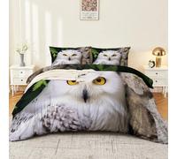 Duvet Cover Set Single Size, Animal Cat Head Eagle Close Up Printed Pattern Brushed Microfiber Duvet Cover - White Decor Bedding Set with 2 Pillow Cases 50 x 75 cm