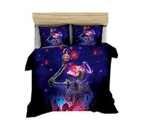 Duvet Cover Set Skull Bedding Set Gothic Skull and Flower Comforter Cover 3D Skeleton Bones Bedspread Cover with Pillow Shams Bed Cover Floral, Zipper Closure (Purple,Double 200x200 cm)