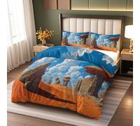 Duvet Cover Set Small Single Rocky Desert Bedding Sets Natural Wonders Quilt Cover Duvet Set Orange Blue Soft Microfiber Bed Covers 135x200cm with 2 Pillowcases 50x75cm