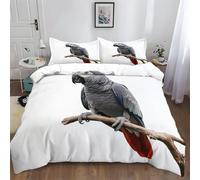 Duvet Cover Set Soft Quilt African Grey Parrot Easy Care Printed Duvet Cover Set 100% Polyester Grey Quilted Bedding Bed Sets With Pillowcases 200 x 200 cm