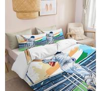 Duvet Cover Set Sports Theme Cricket Player For Kids Boy Girls Teens Bedroom Decor, White Bedding Set Double Size, Printed Microfiber Quilt Cover With Zipper Closure