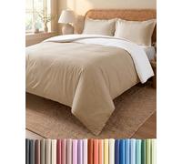 Duvet Cover Set Super King 260x220 - 3 Piece - Cream / Antique White