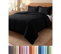 Duvet Cover Set Super King 260x220 - Microfibre 3 Piece Bedding Set - Black