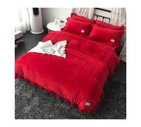 Duvet Cover Set Thickened Warm Flannel Bedding Set Velvet Coral Fleece Winter Solid Color Duvet Cover Warm Bed Sheet Double Sided Velvet Bed Linen Duvet Cover Full (Color : J, Size : 2m King size 4P