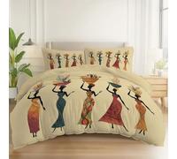 Duvet Cover Set Traditional Artistic Silhouette Printed Bedroom Decor, Soft Microfibre Super King Size Duvet Cover Breathable, Light Yellow Reversible Bedding Set with Zip for Kids Boys Teens