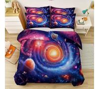 Duvet Cover Set - Ultra Soft 3 Piece Bedding Set DoubleCartoon Spiral Space Galaxy Pattern Quilt Cover with 2 Pillowcase Bedding All Season Decor with Zipper for Kids Adults, Colorful