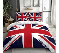Duvet Cover Set Union Jack Bedding Sets, Soft Microfiber Cover Double with 2 Pillows for Bedding set, Blue And Red Easy Care Duvet Set, Single