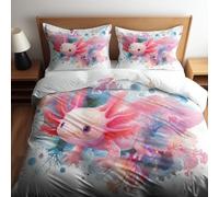 Duvet Cover Set White 2-Piece Cot-bed 120 x 150 cm Cartoon Newt Coral Bubbles Microfibre Bedding with Zippers and 1 Pillowcases Non Iron Bedding Hotel Quality Quilt Cover