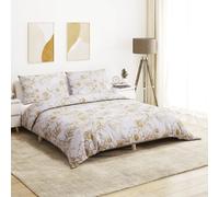 Duvet Cover Set White & Brown 200x200cm + 80x80cm 100% Cotton OEKO-TEX HiddenBtn
