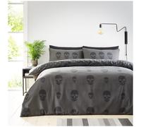 GC GAVENO CAVAILIA Single Duvet Cover Sets (150x200 cm) | Skull Bedding & Linen Reversible Quilt Covers | Polycotton Single Bedding Sets | Washable Linen | Charcoal