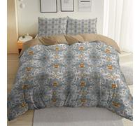 Duvet Cover Set with Super King Reversible Baroque Floral Pattern Print Autumn Winter Bedding Set Ultra Soft Warm Cosy atural Blue Gold