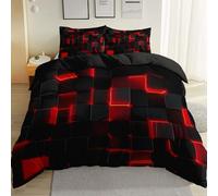 Duvet Cover Sets 135 x 200 cm, Reversible Soft Surrealism Cubes Printed Duvet Set Single Size Brushed Microfiber Hypoallergenic Quilt Cover Bedding Sets with 2 Pillowcases Easy Care, Black