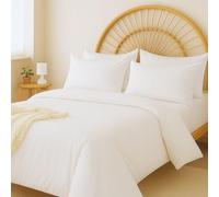 Duvet Cover Sets 4pcs King Dyed Duvet Cover 200 Thread Count 100% Egyptian Cotton Plain Quilt Cover With Pillowcases Super Soft Complete Bedding Set Available in Single Double King Sizes (White)