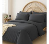 Duvet Cover Sets 4pcs King Dyed Duvet Cover 200 Thread Count 100% Egyptian Cotton Plain Quilt Cover With Pillowcases Super Soft Complete Bedding Set Available in Single Double King Sizes (Grey)