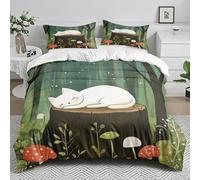 Duvet Cover Sets Cat Green Tree Super King Duvet Set Microfiber Soft Bedding Hidden Zipper Closure Washable Superking Bedding Set Includes Pillow Cases 2 Pack 50x75 cm