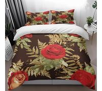 Duvet Cover Sets Dark Brown Rose Super King Duvet Set Microfiber Soft Bedding Hidden Zipper Closure Washable Superking Bedding Set Includes Pillow Cases 2 Pack 50x75 cm