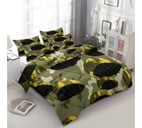 Duvet Cover Sets Double 200x200 cm Army Camouflage Pattern Green 3D Print Bedding Quilt Cover Set With Zipper Closure, Ultra Soft Hypoallergenic Microfiber Duvet Cover