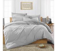 Duvet Cover Sets Emperor Bed (290cm x 235cm) Comfortable 1 Duvet Cover and 2 Pillowcases - 100% Egyptian Cotton with 300 Thread Count - Zipper Closure Quilt Covers Sets - Light Grey Solid.