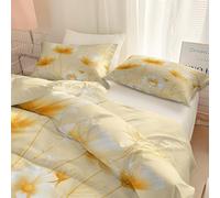 Duvet Cover Sets Hand Painted Flowers Lines Ultra Soft With Zipper Closure And Pillowcases Cot-Bed 120 X 150 Cm For Kid Teens Boys And Girls Man, Modern Bedroom Decor 2 Pcs Bedding Set Light Yellow