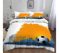 Duvet Cover Sets King 100% Brushed Microfiber Reversible Hotel Quality, Football Goal City Sport, Bedding Non Iron Breathable Hypoallergenic Cosy Soft, Easy Care 230 x 220 cm White