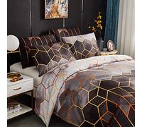 Duvet Cover Sets King Size 220 x 240 cm with 2 x Pillow Cases 50 x 70 cm, Unique Fashion 3D Geometric Boho Printed Microfibre Bedding Set Bed Linen with Zip for 2 People, Grey