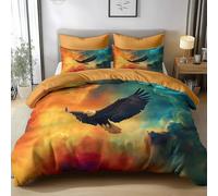 Duvet Cover Sets King Size 220x230cm Animal American Bald Eagle 3D Printing Duvet Cover Easy Care Bed Linen Soft Cosy Polyester Cotton Bedding Sets with Pillowcases