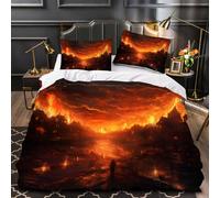 Duvet Cover Sets King Size City Fire Boy Man Bedding Set with Zipper Abstract Art for Kids Teens 3 Pieces Microfiber Comforter Cover 3D Quilt Cover