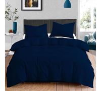 Duvet Cover Sets King Size Dyed Duvet Cover 200 Thread Count 100% Egyptian Cotton Plain Quilt Cover With Pillowcases Super Soft Half Bedding Set Available in Single Double King Sizes ( Navy )