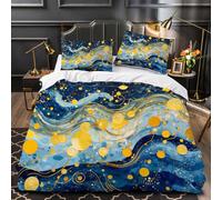 Duvet Cover Sets King Size Polka Dot Gold Boy Man Bedding Set with Zipper Abstract Art for Kids Teens 3 Pieces Microfiber Comforter Cover 3D Quilt Cover