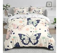 Duvet Cover Sets Light Yellow Butterfly Super King Duvet Set Microfiber Soft Bedding Hidden Zipper Closure Washable Superking Bedding Set Includes Pillow Cases 2 Pack 50x75 cm