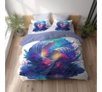 Duvet Cover Sets Premium Microfiber Fabric Ultrasoft Skin-Friendly Bedding Quilt Cover Set Reversible Invisible Zipper Closure Design Double (200 x 200 cm) Blue Anime Seashell Architecture