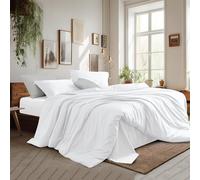 Duvet Cover Sets Queen Size Bed, 3Pcs Home Bedding Set 100% Egyptian Cotton- 1 Duvet Cover with 2 Pillowcases, 400 Thread Count Super Soft Comforter Cover with Corner Ties( 90x90 Inches, White)